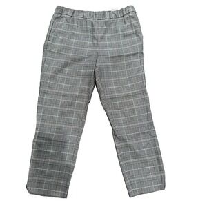 Banana Republic Plaid Black White Ankle Elastic Waist Pants Size Medium